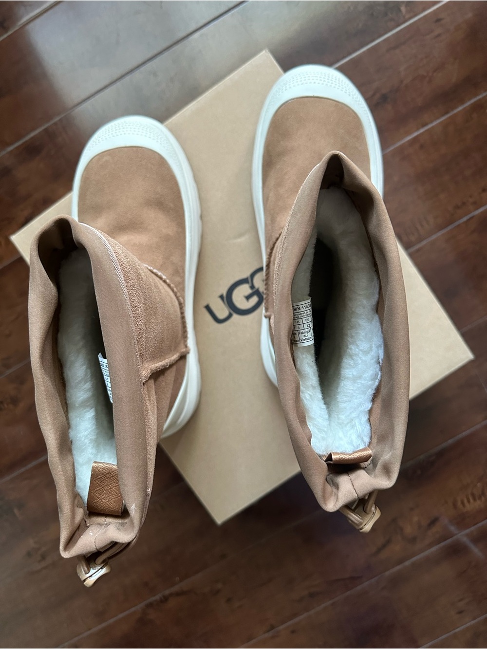 UGG Men’s  Chestnut Suede Slip-On Boot Sneakers with White Shearling